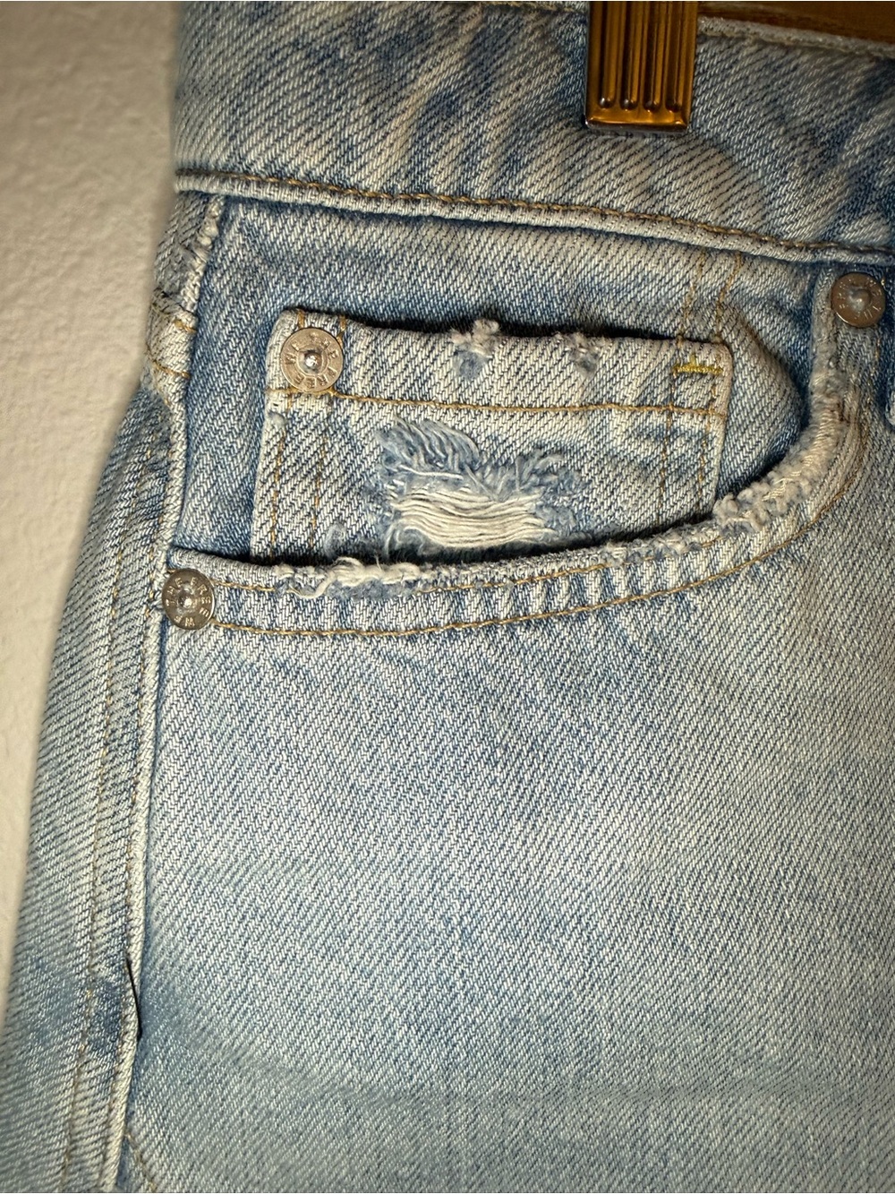 We The Free Light Blue Distressed Denim Mini Skirt - Picture 3 of 7
